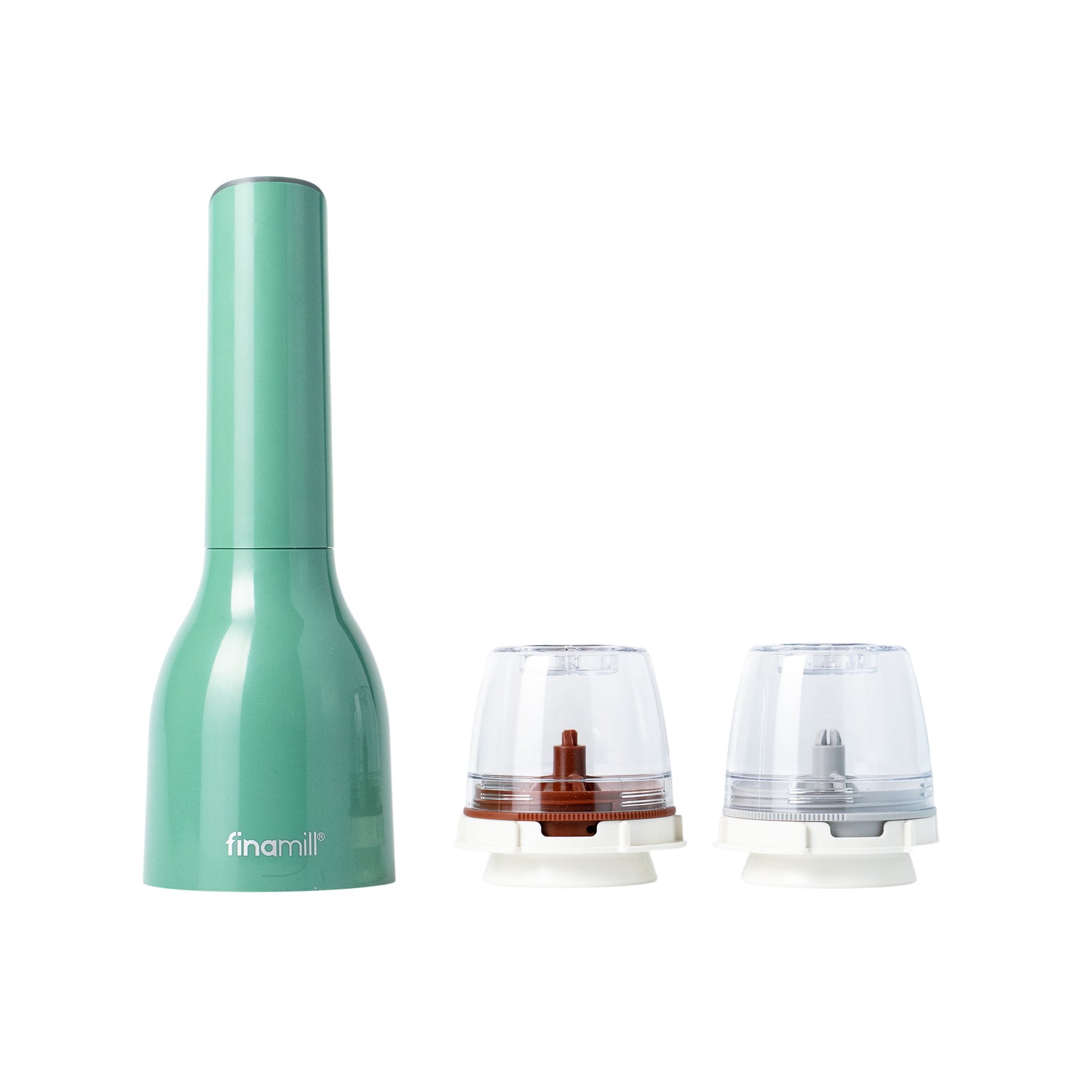 FinaMill Gift Set – shiny green battery Grinder with two containers 