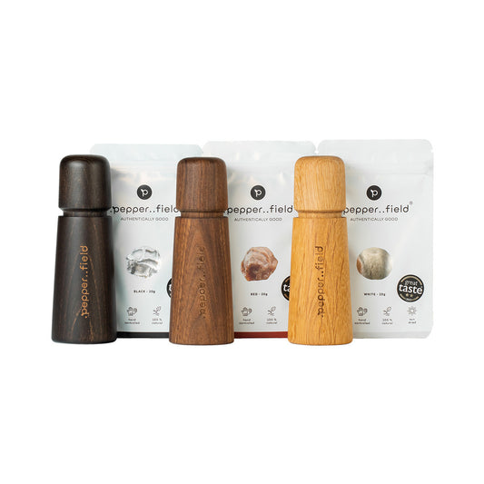 Set of Scandinavian pepper mills (17cm) + STARTERPACK (3x20g)