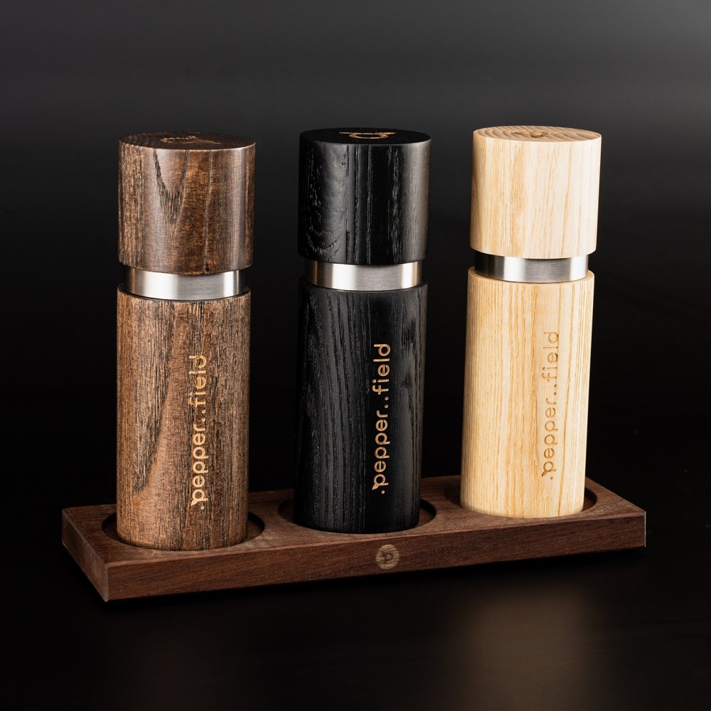 Stand for mills made of premium walnut wood 