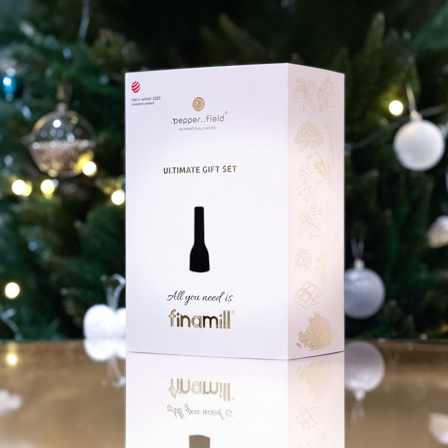 Maxi gift set FinaMill – matte black rechargeable Grinder with four containers and a stand 