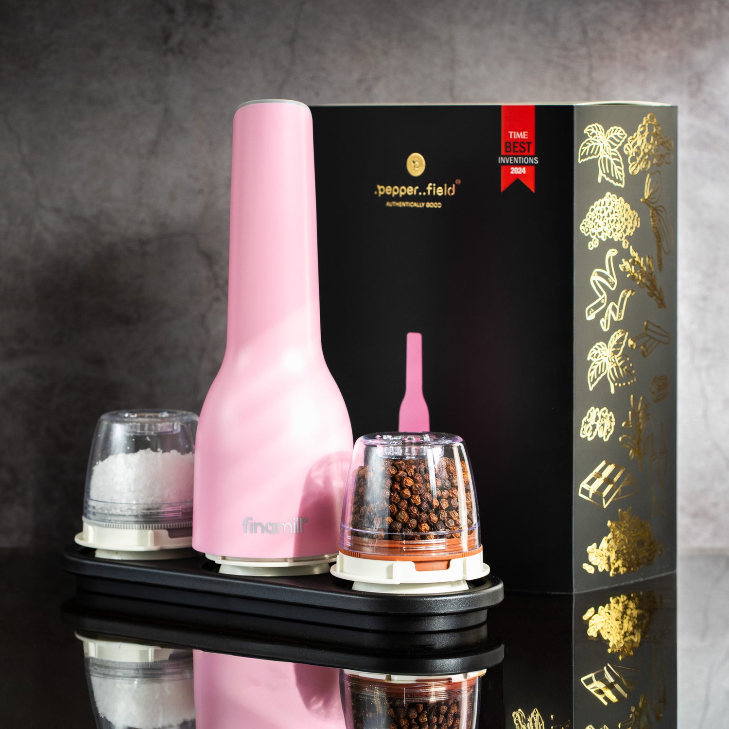 FinaMill Gift Set – pink rechargeable Grinder with two containers 