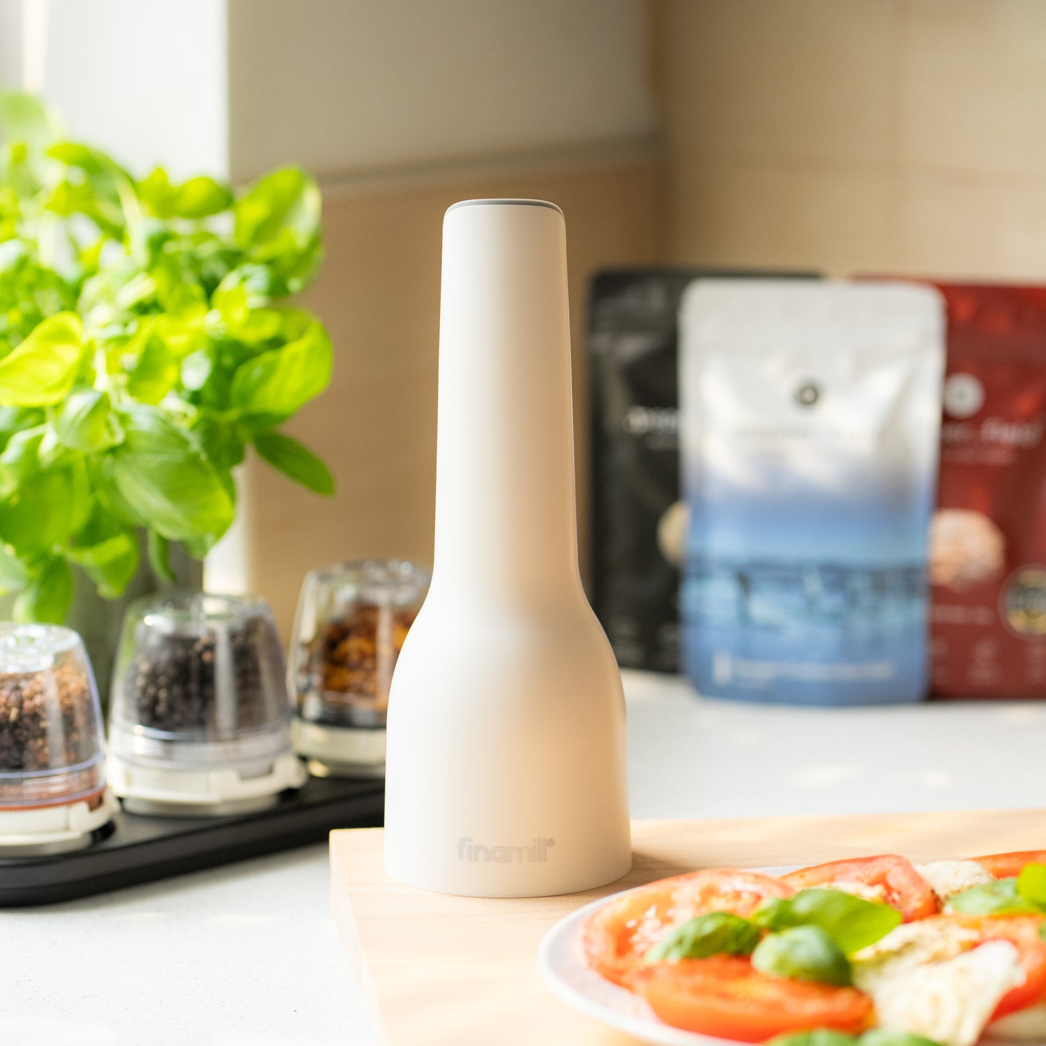 FinaMill white, rechargeable Grinder with two containers 